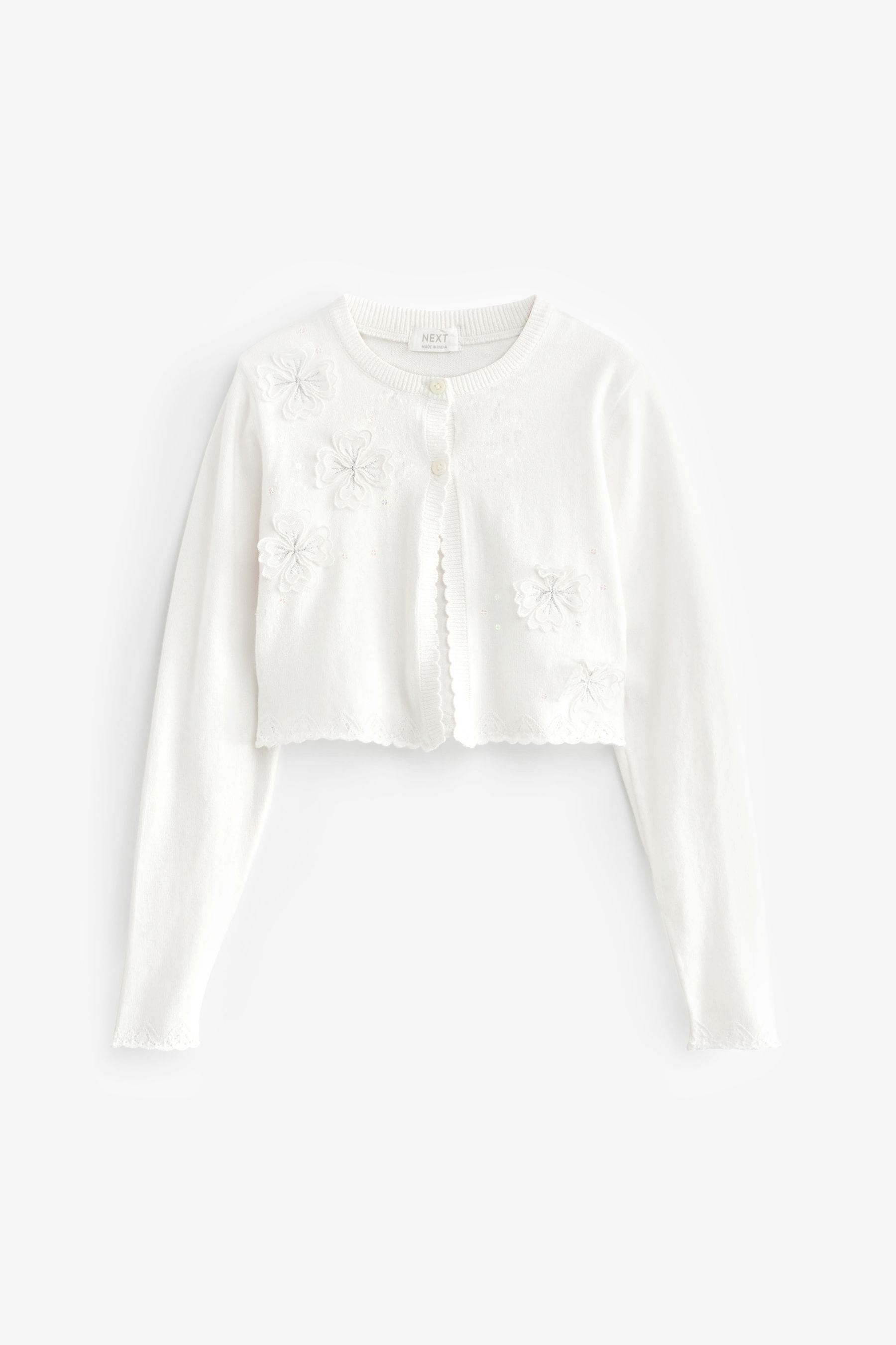Buy Ecru Sequin Flower Shrug Cardigan 3mths 16yrs from Next Luxembourg