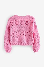 Pink Crochet V-Neck Cardigan (3-16yrs) - Image 6 of 7
