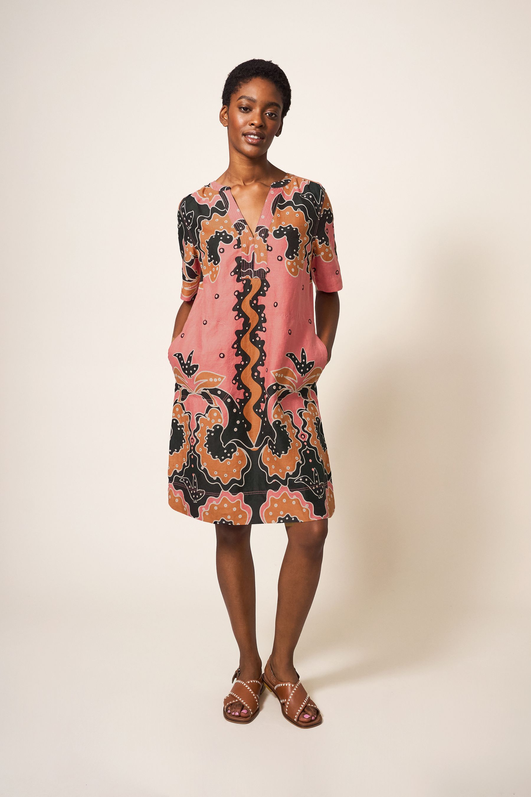 Short sleeve linen shift dress new arrivals