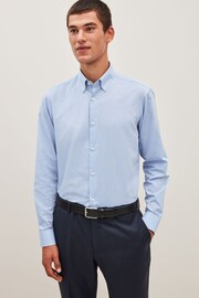 Light Blue Regular Fit Easy Care Single Cuff Oxford Shirt - Image 4 of 9