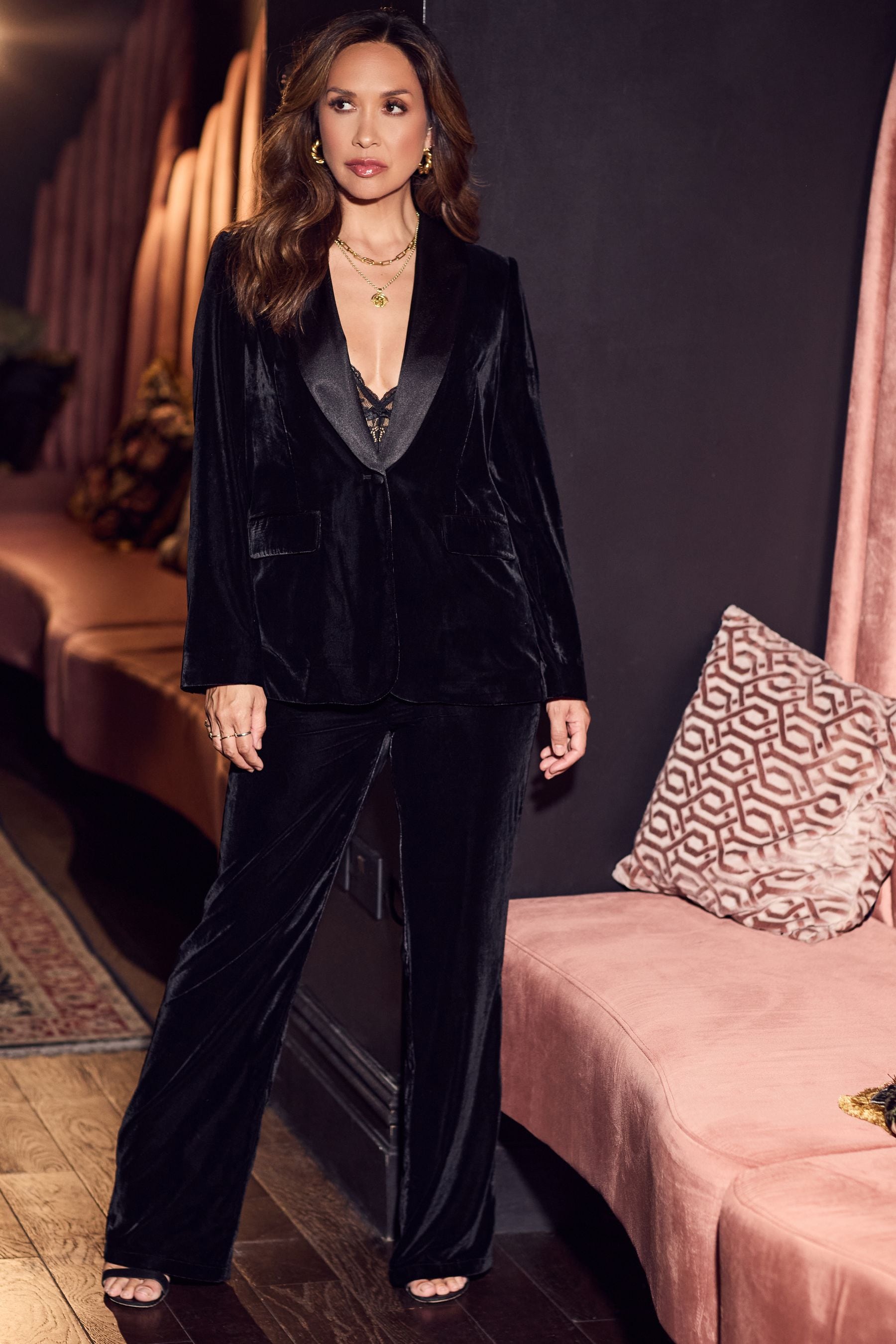 All black velvet suit 2025