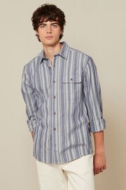 Blue Textured Stripe Long Sleeve Shirt - Image 3 of 8