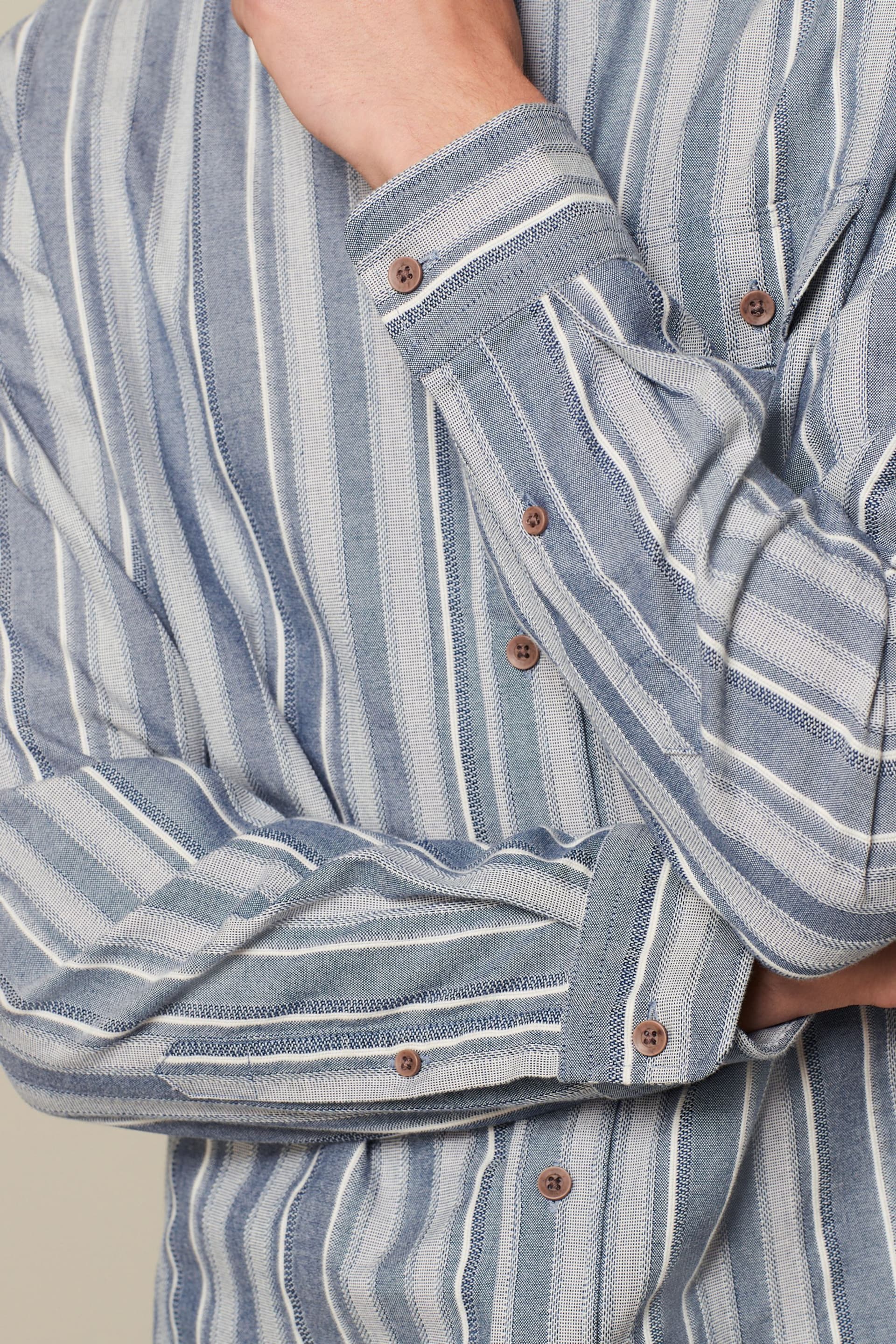 Blue Textured Stripe Long Sleeve Shirt - Image 5 of 8