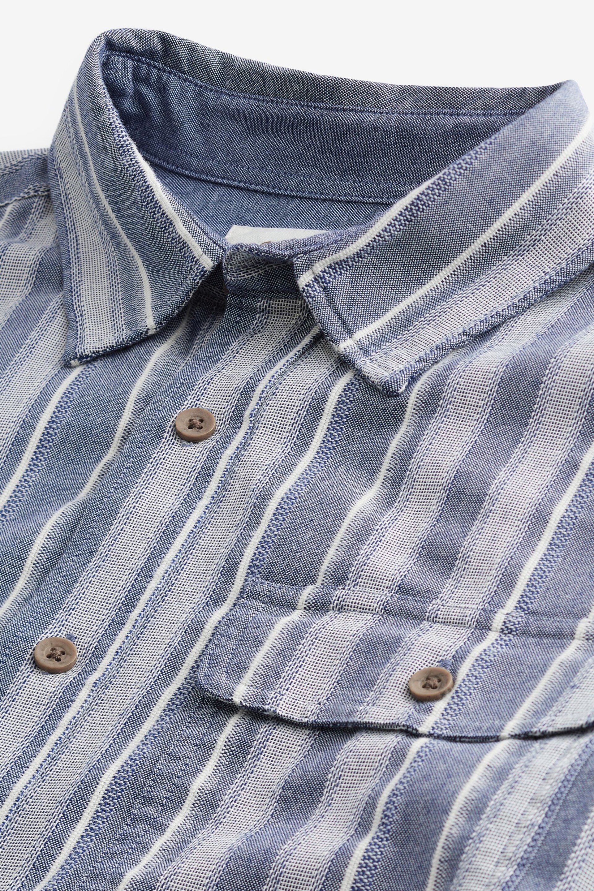 Blue Textured Stripe Long Sleeve Shirt - Image 7 of 8