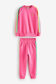 Little Bird by Jools Oliver Pink Rainbow Sweatshirt and Jogger Set - Image 10 of 12