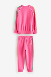 Little Bird by Jools Oliver Pink Rainbow Sweatshirt and Jogger Set - Image 11 of 12