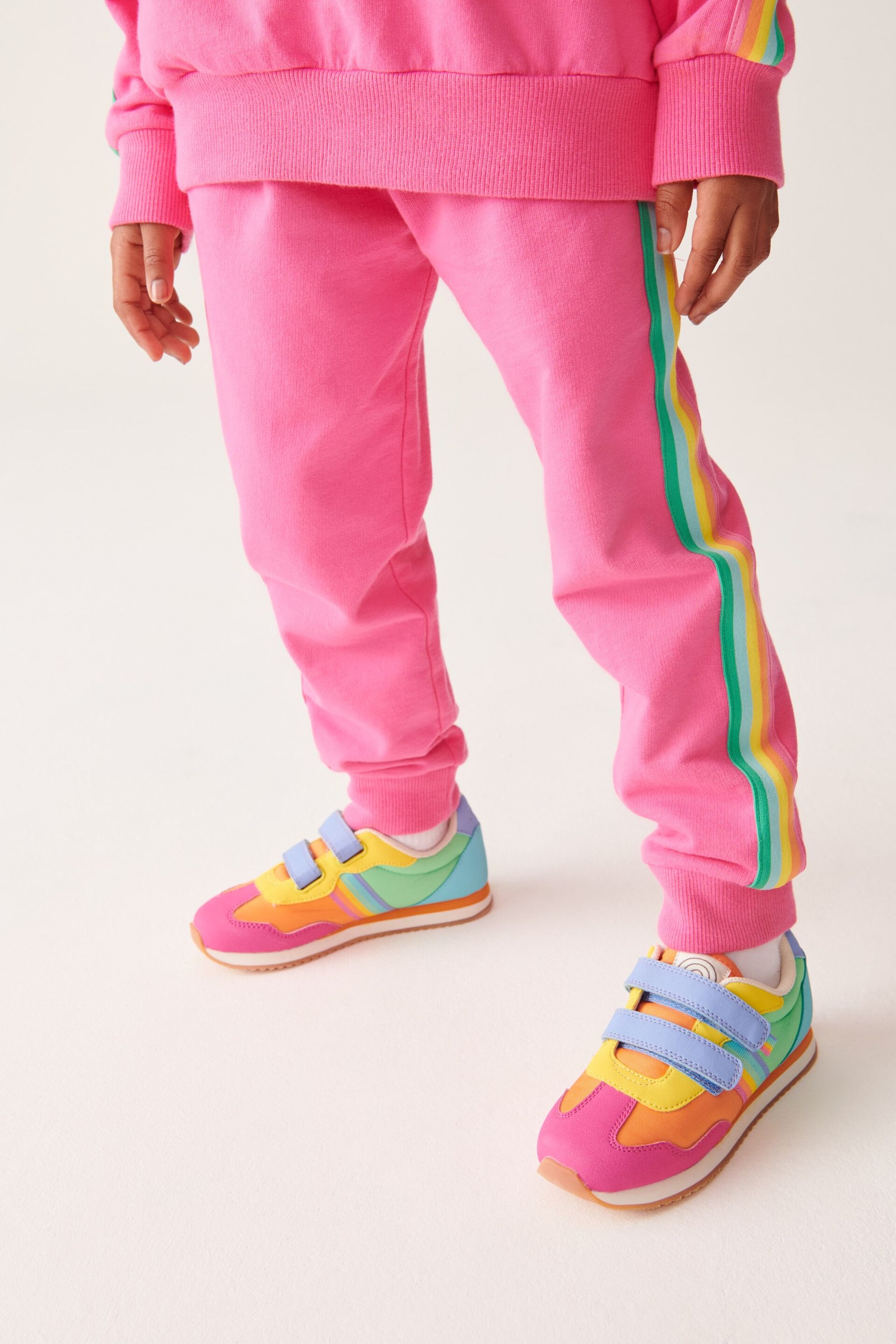 Little Bird by Jools Oliver Pink Rainbow Sweatshirt and Jogger Set - Image 5 of 12