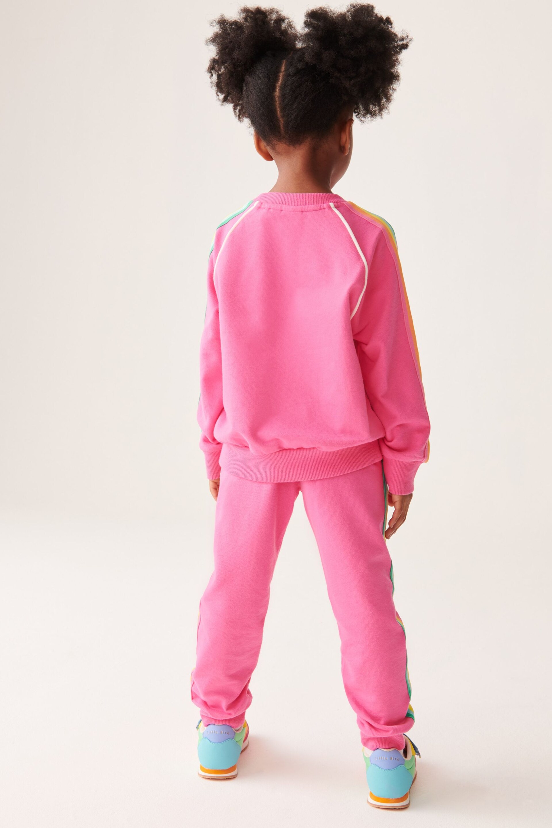 Little Bird by Jools Oliver Pink Rainbow Sweatshirt and Jogger Set - Image 7 of 12