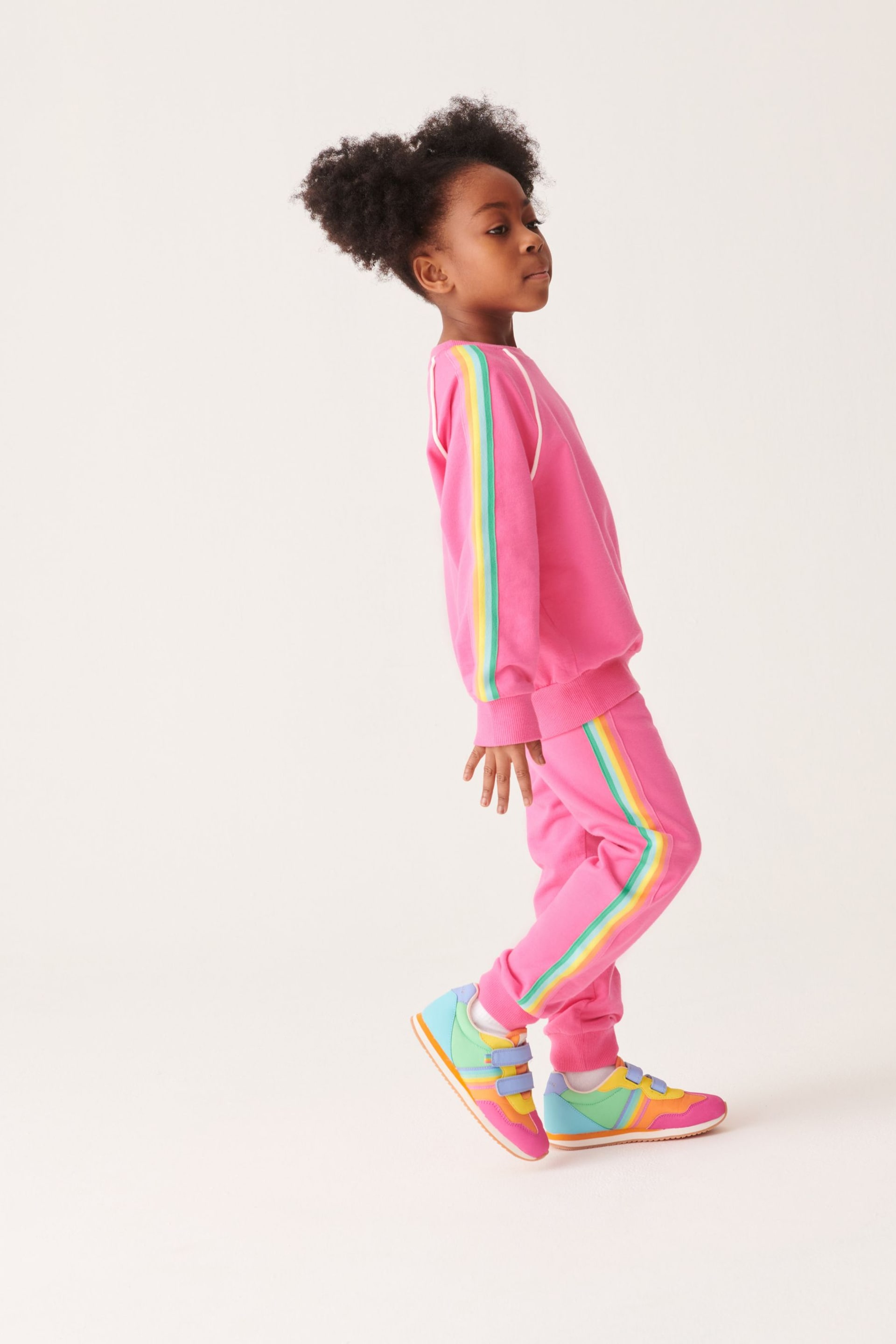 Little Bird by Jools Oliver Pink Rainbow Sweatshirt and Jogger Set - Image 8 of 12