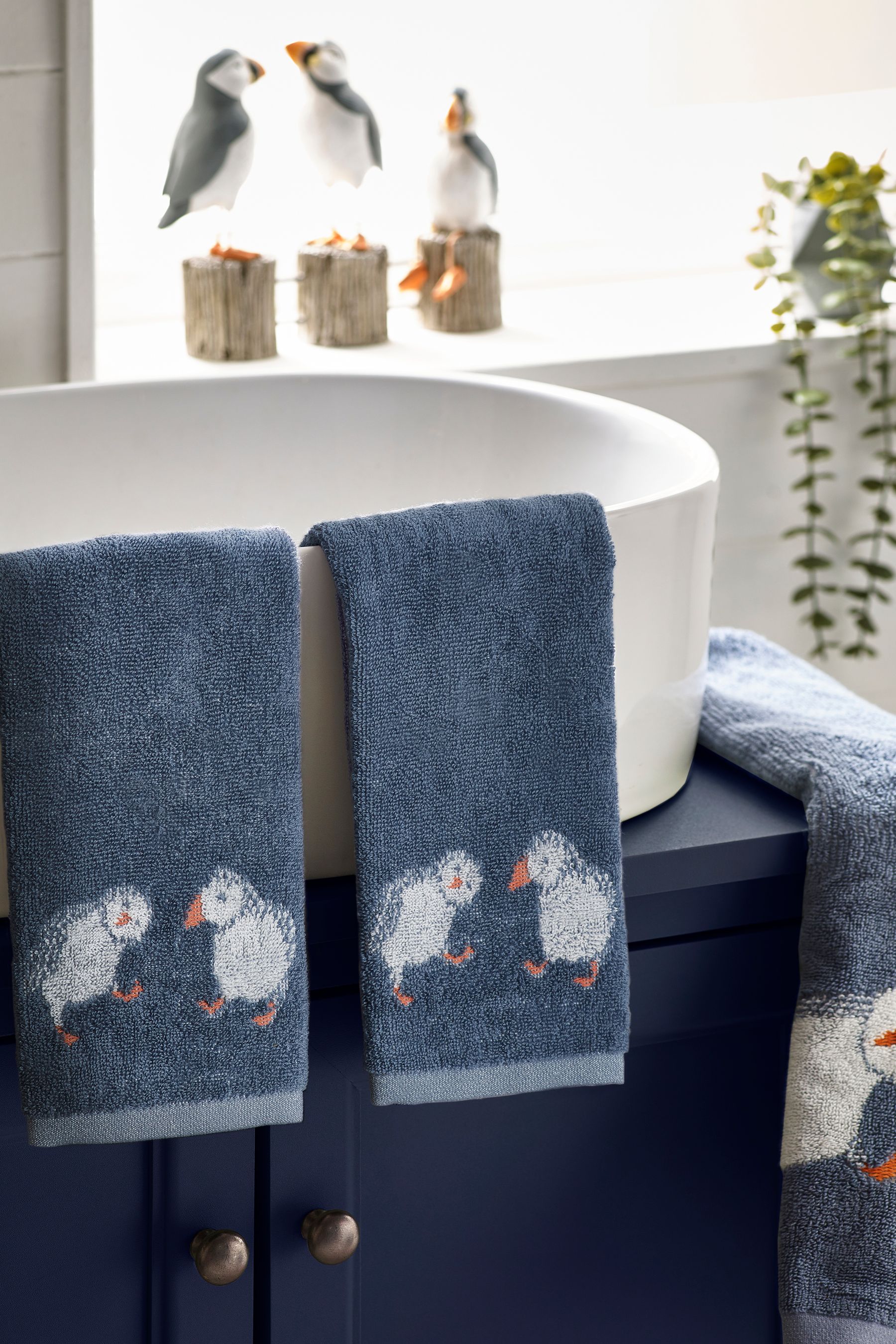 Buy Set of 2 Blue Puffin 100 Cotton Face Cloths from the Next UK online shop
