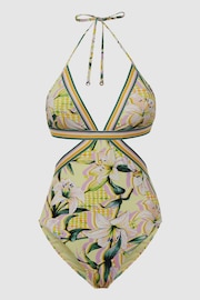 Reiss Yellow Print Hatty Floral Print Cut-Out Swimsuit - Image 2 of 4