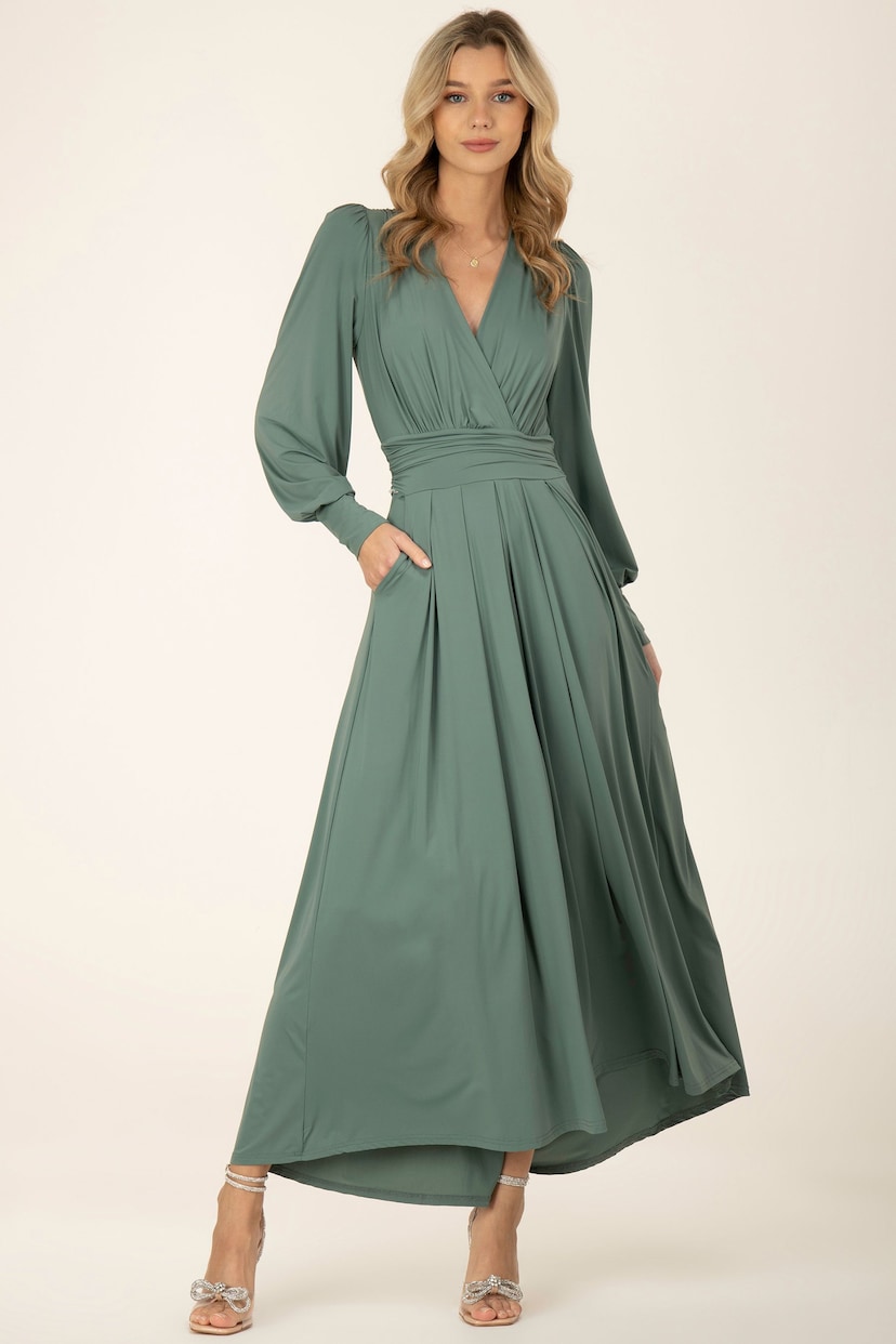 Jolie Moi Green Rashelle Jersey Long Sleeve Maxi Dress - Image 2 of 6