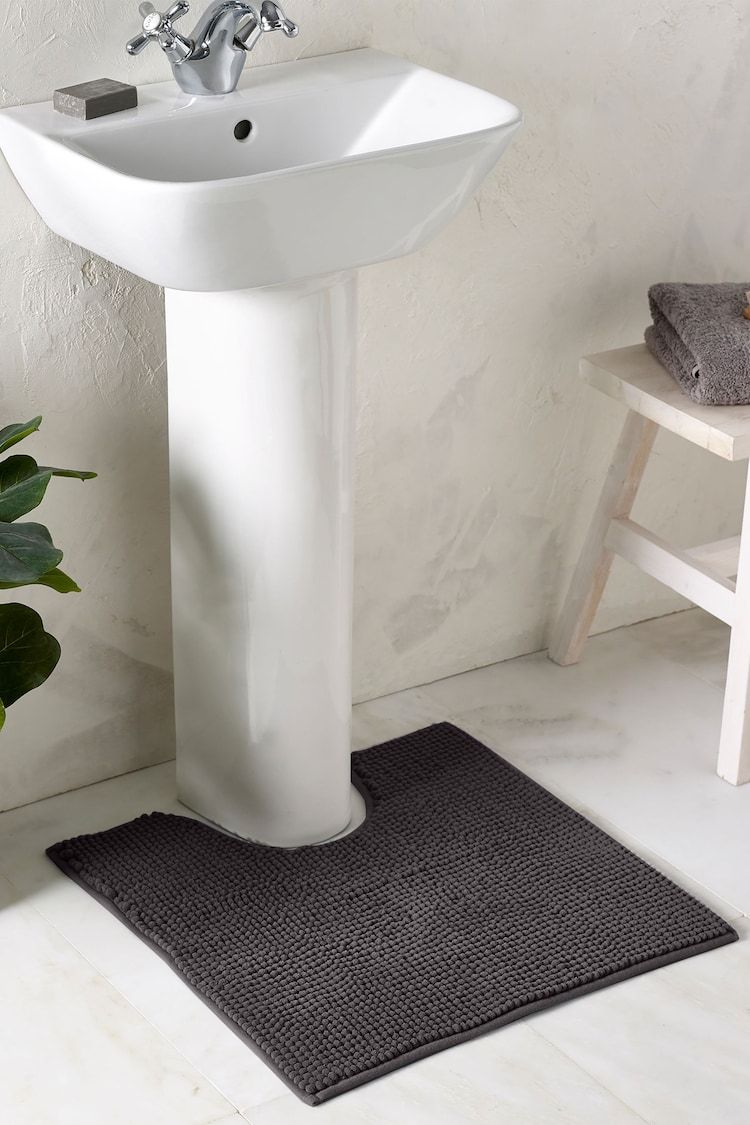 Dark Charcoal Grey Bobble Pedestal Bath Mat - Image 1 of 4