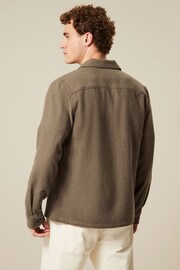 Brown Brushed Cotton Twin Pocket Shacket - Image 3 of 7