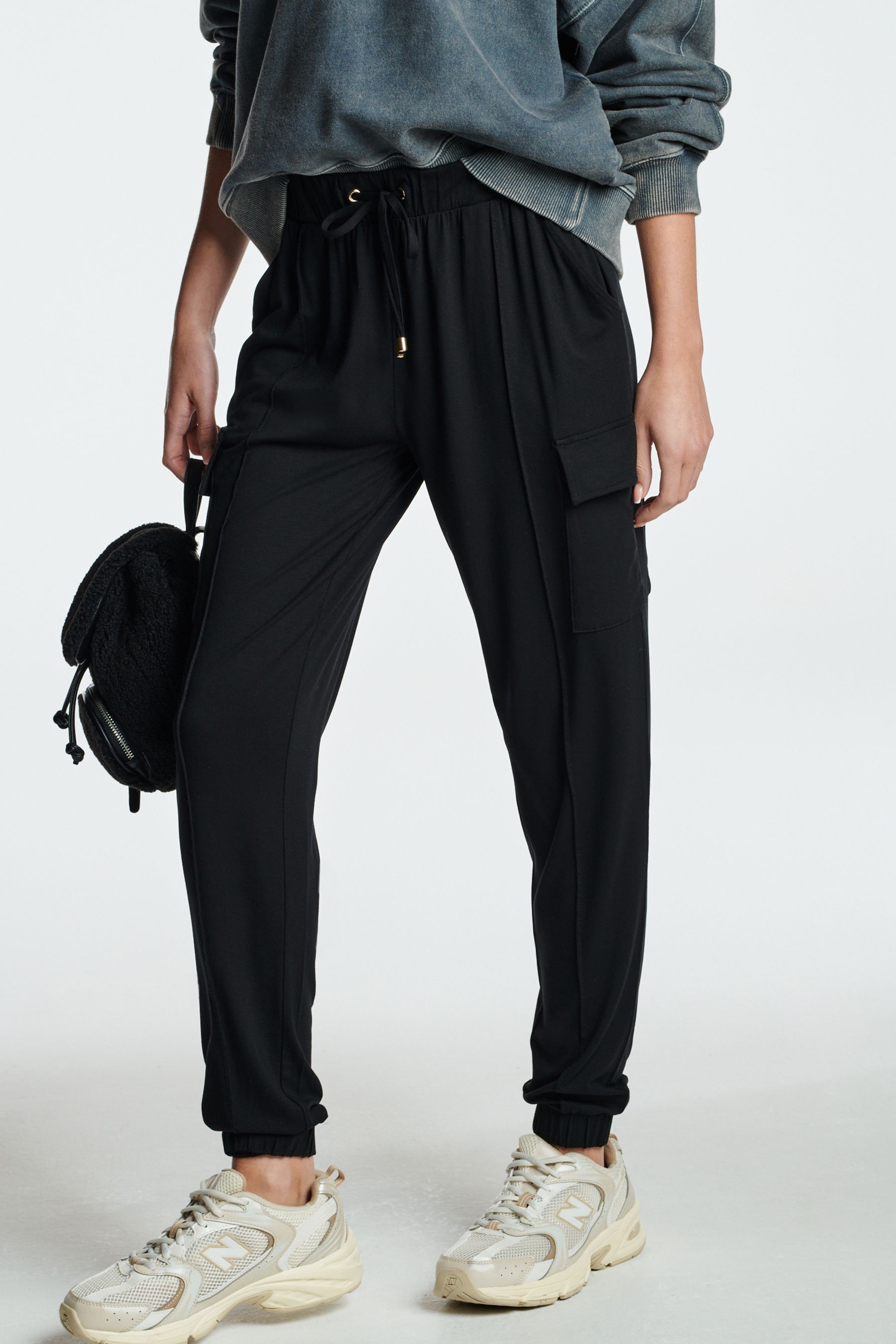 Buy Black Cargo Jersey Joggers from Next Canada