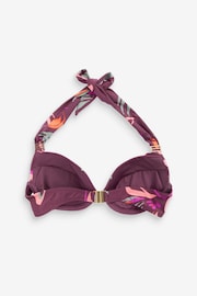 Purple Leaf Padded Shaping Wired Halter Bikini Top - Image 3 of 4