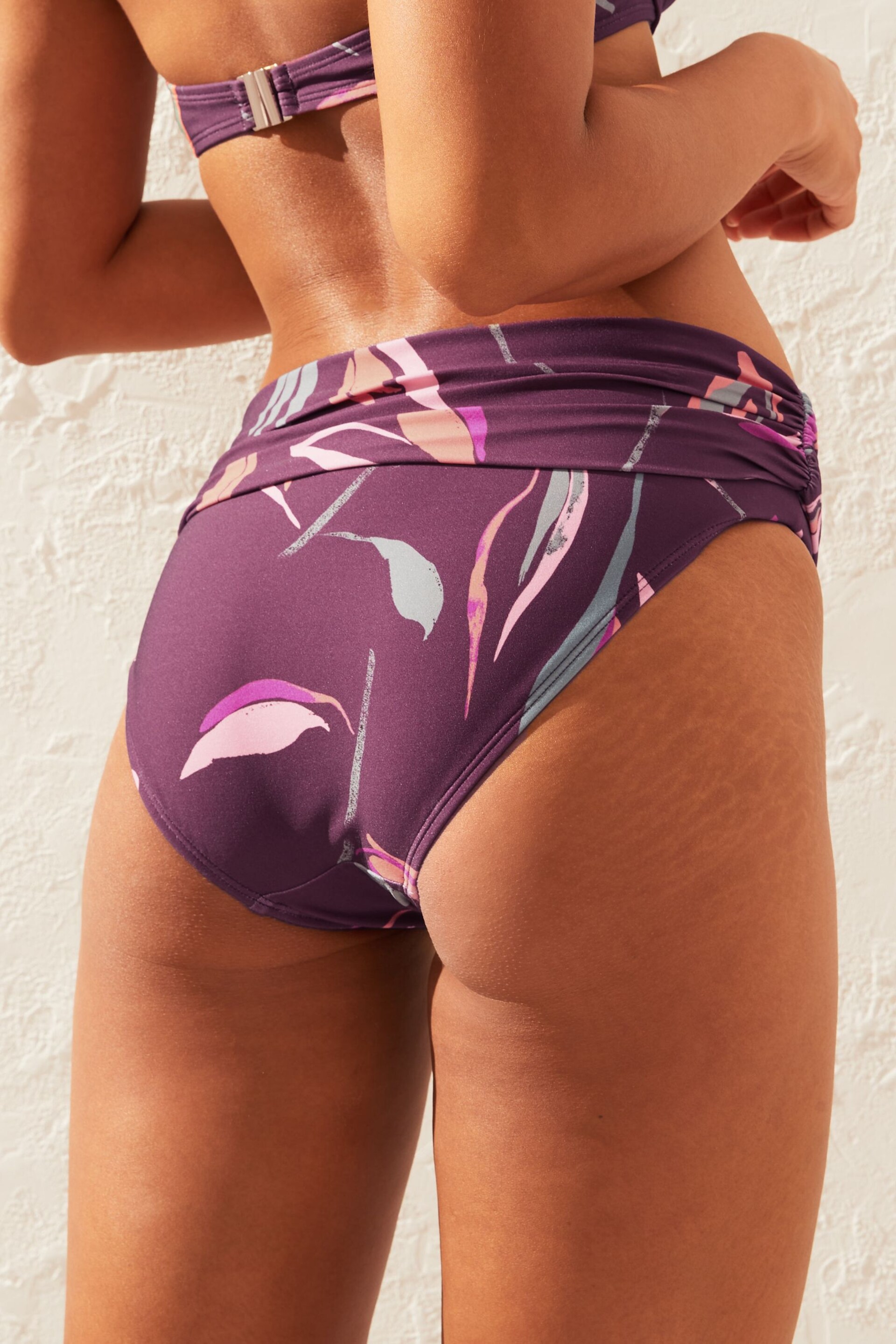 Purple Leaf High Waist Bikini Bottoms - Image 4 of 7
