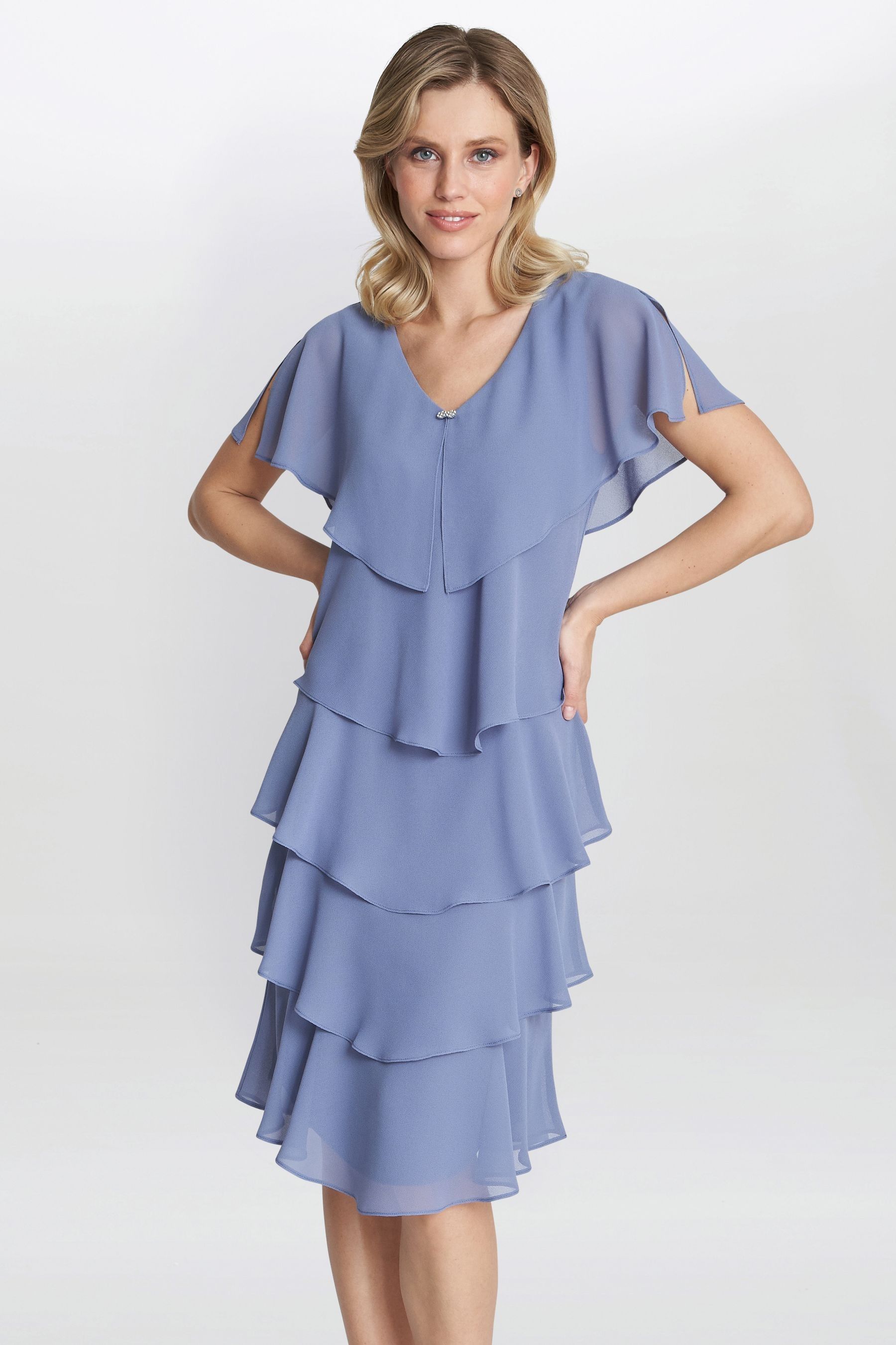 Buy Gina Bacconi Purple Bella Georgette Tiered Dress from Next Luxembourg