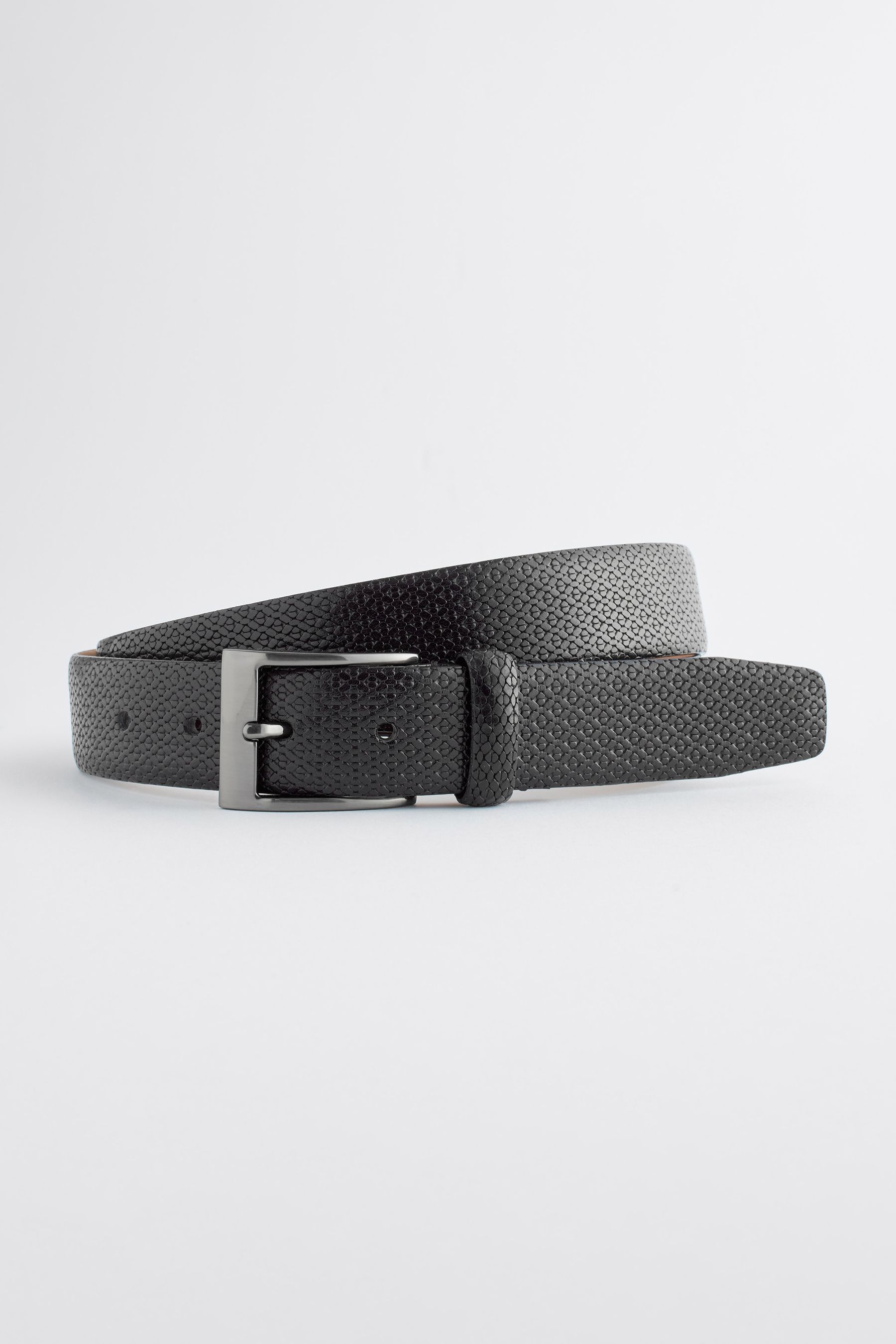 Buy Black Textured Leather Belt from Next Luxembourg
