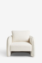 Casual Bouclé Oyster Natural Kendra Curved Accent Chair - Image 5 of 11