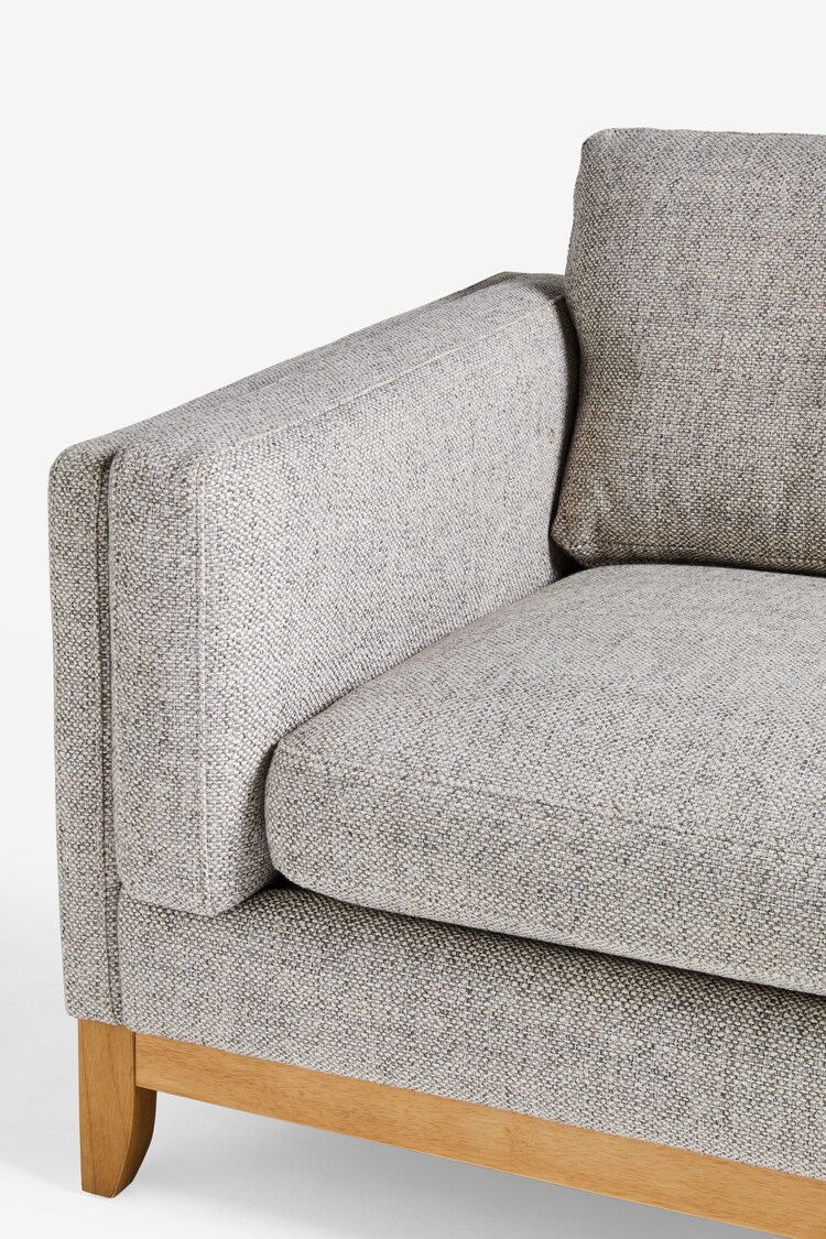 Chunky Weave Dove Grey Bennett Wooden 3 Seater Sofa - Image 6 of 9