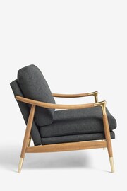 Tweedy Plain Dark Grey Flinton Wooden Walnut Effect Leg Accent Chair - Image 4 of 7