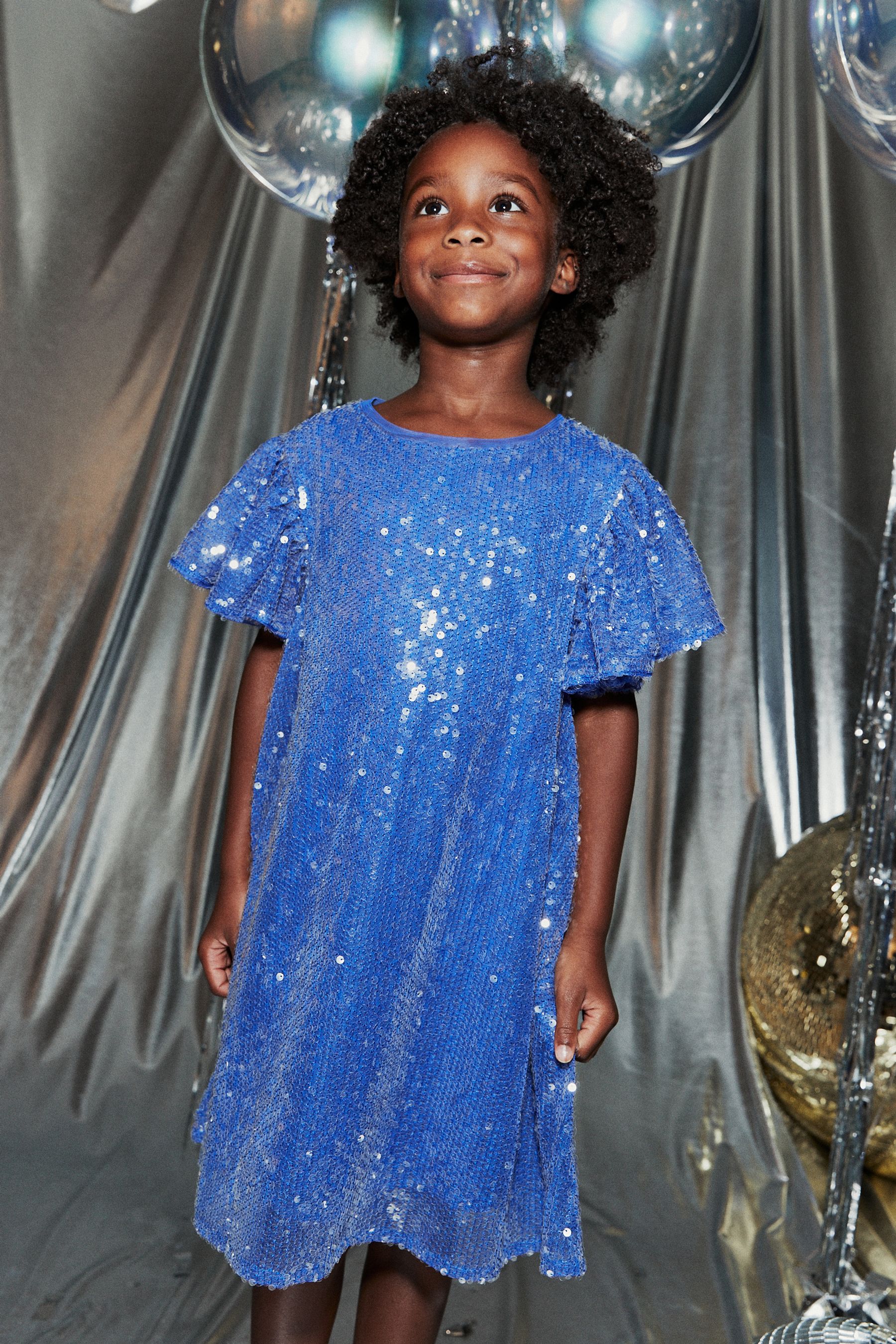 Cobalt blue sequin dress top