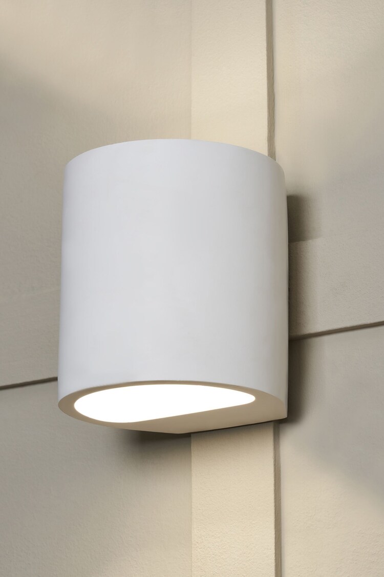 Buy BHS White Osuna Round Up Down Paintable Plaster Wall Light from the ...