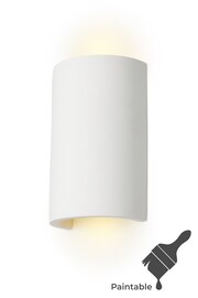 BHS White Martos Up Down Paintable Plaster Wall Light - Image 1 of 3