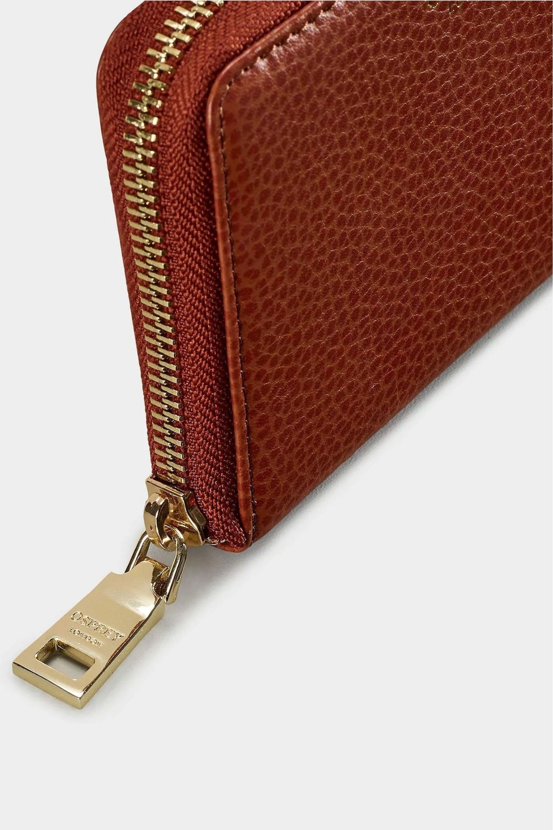 OSPREY LONDON Red The Collier Leather Zip-Round Purse - Image 3 of 4