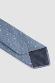 Reiss Airforce Blue Levanzo Silk Textured Polka Dot Tie - Image 4 of 5