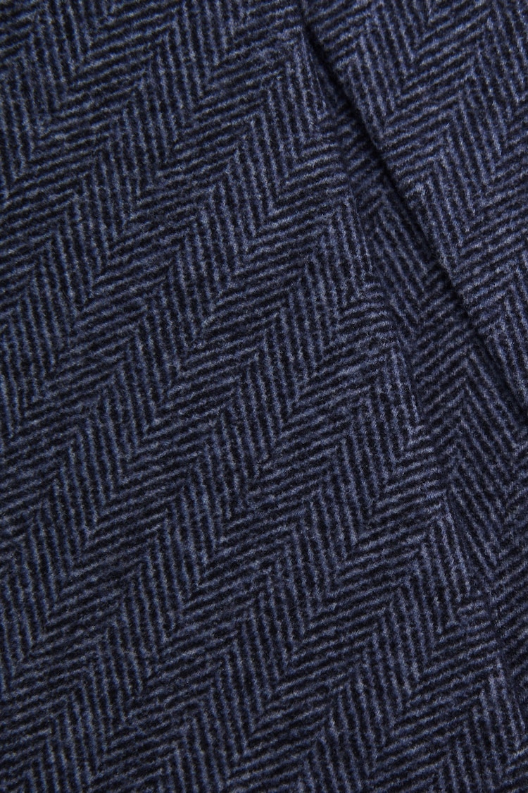 Reiss Airforce Blue Melange Cres Brushed Cotton Herringbone Tie - Image 5 of 5