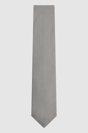 Reiss Steel Grey Sicily Silk Blend Geometric Tie - Image 1 of 5