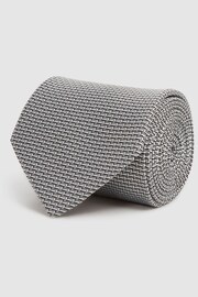 Reiss Steel Grey Sicily Silk Blend Geometric Tie - Image 3 of 5