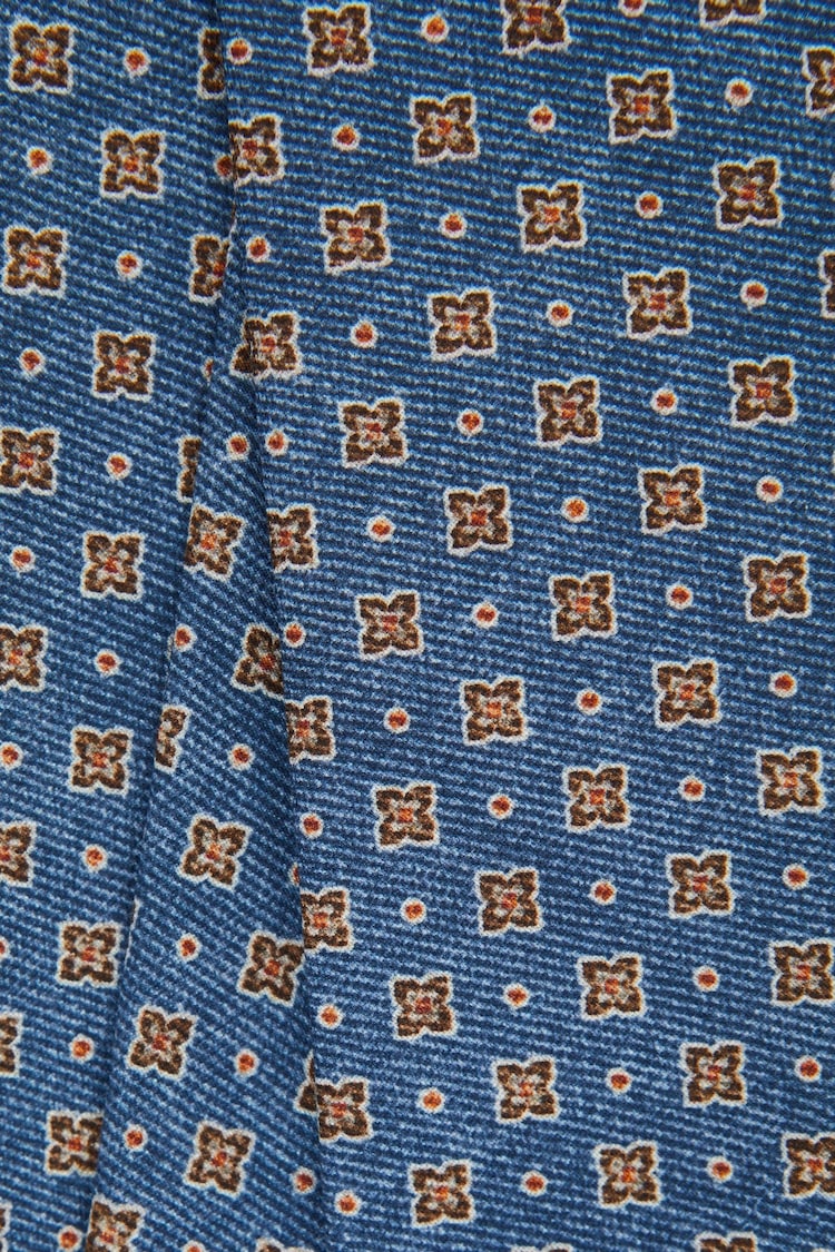 Reiss Airforce Blue Melange Venice Silk Medallion Tie - Image 5 of 5