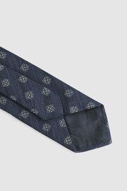 Reiss Navy Capraia Textured Silk Medallion Tie - Image 4 of 6