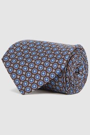 Reiss Chocolate Erasmo Silk Medallion Tie - Image 3 of 5