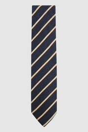Reiss Navy Dino Wool-Cotton Striped Tie - Image 1 of 5