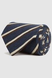 Reiss Navy Dino Wool-Cotton Striped Tie - Image 3 of 5