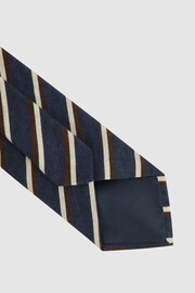 Reiss Navy Dino Wool-Cotton Striped Tie - Image 4 of 5