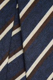 Reiss Navy Dino Wool-Cotton Striped Tie - Image 5 of 5