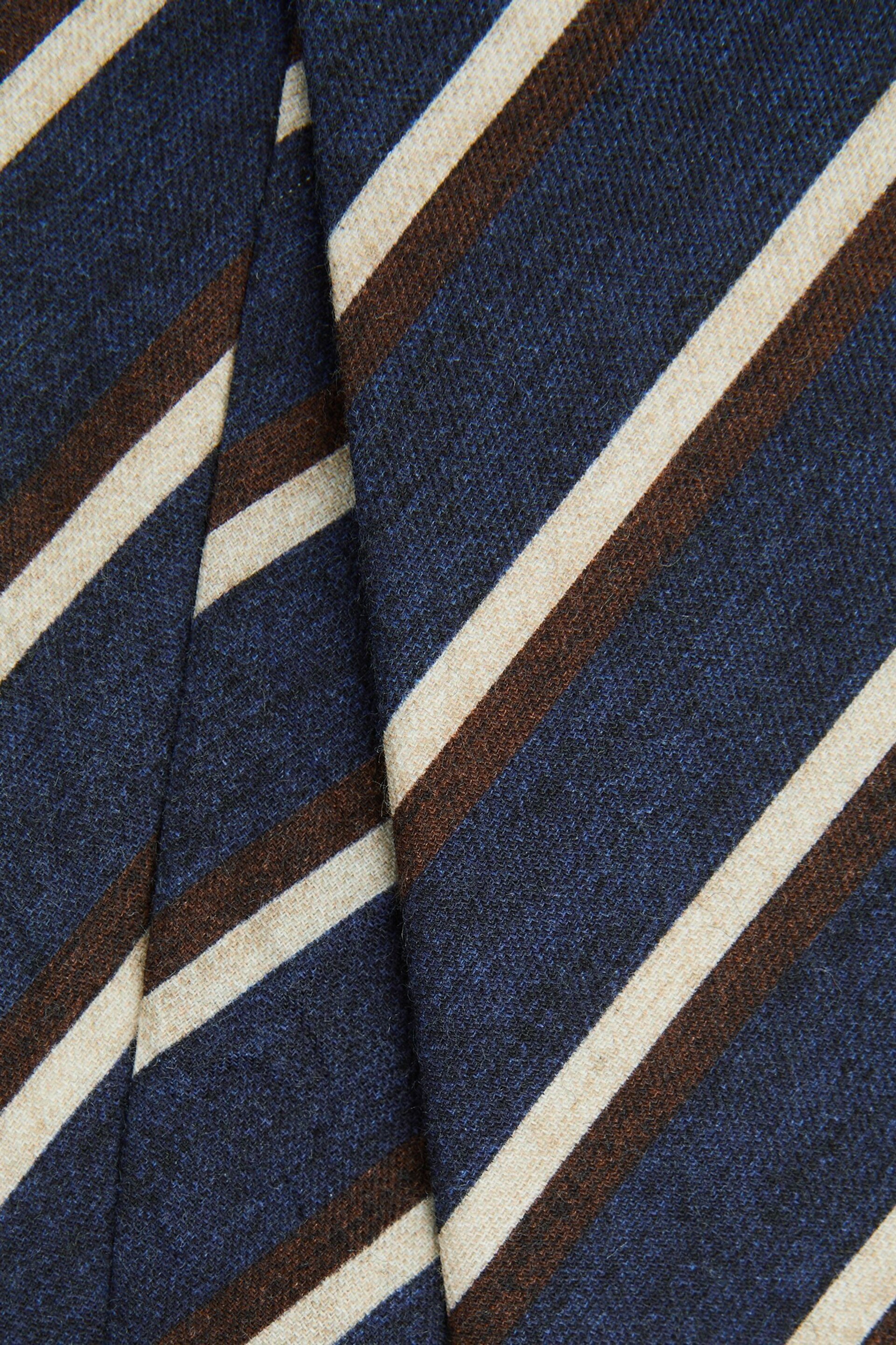 Reiss Navy Dino Wool-Cotton Striped Tie - Image 5 of 5