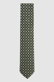 Reiss Olive Budelli Silk Floral Medallion Tie - Image 1 of 5