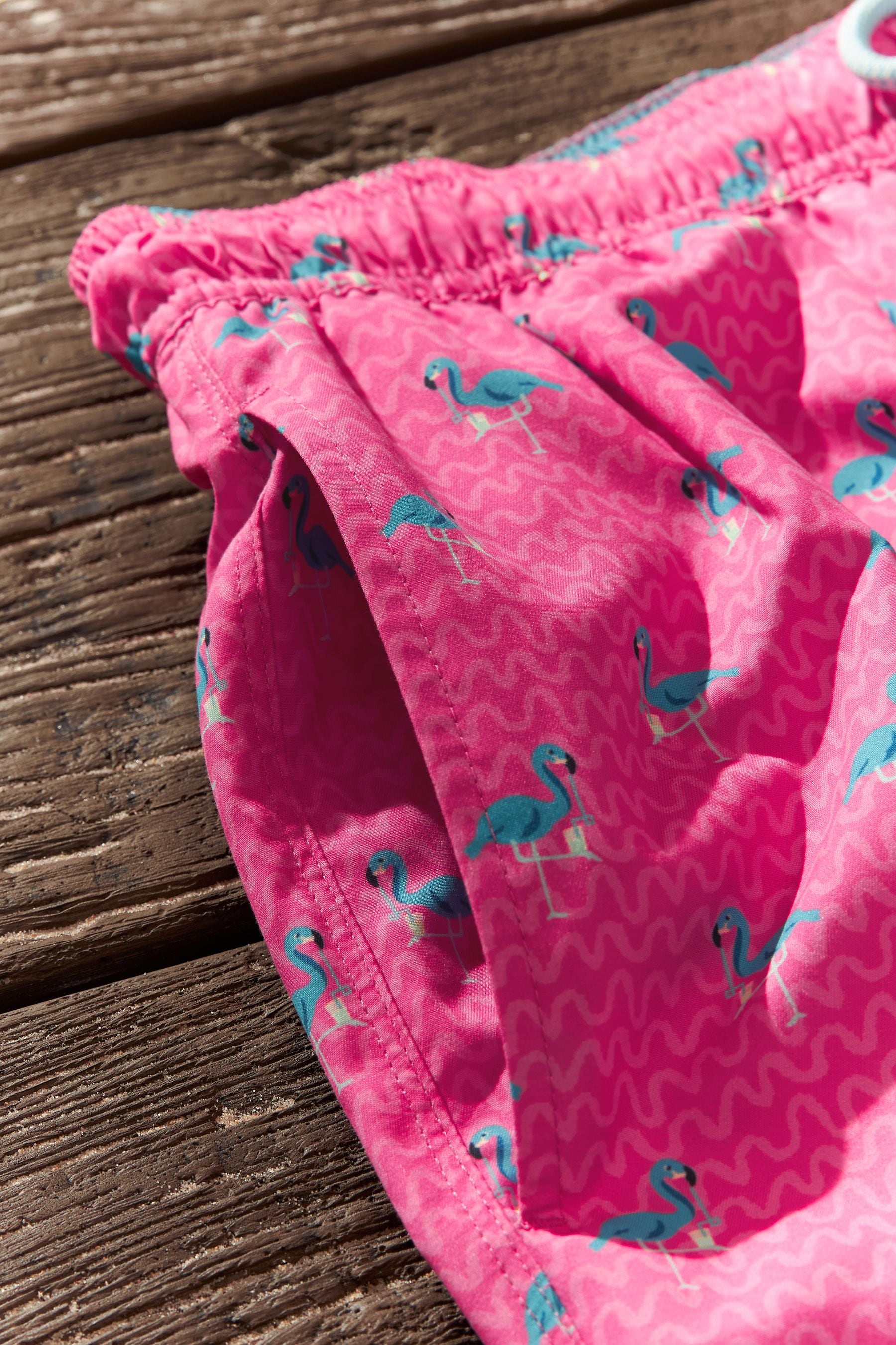 Mens pink flamingo swim trunks store