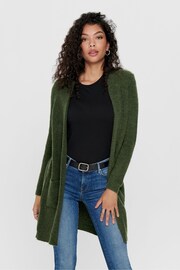 ONLY Green Chunky Pocket Detail Long Cardigan - Image 1 of 5
