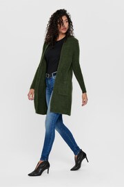 ONLY Green Chunky Pocket Detail Long Cardigan - Image 3 of 5