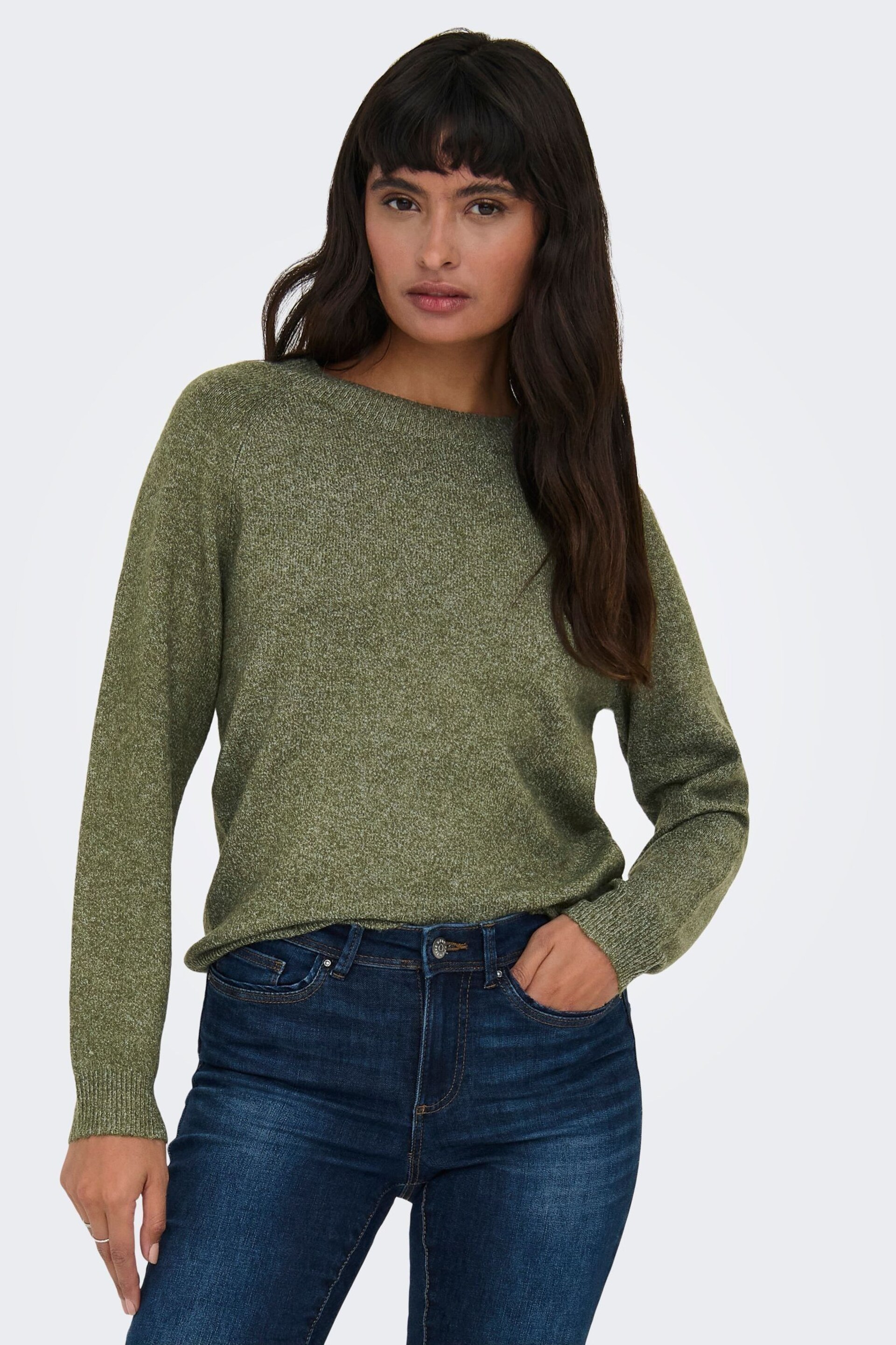 ONLY Green Round Neck Knitted Jumper - Image 3 of 5