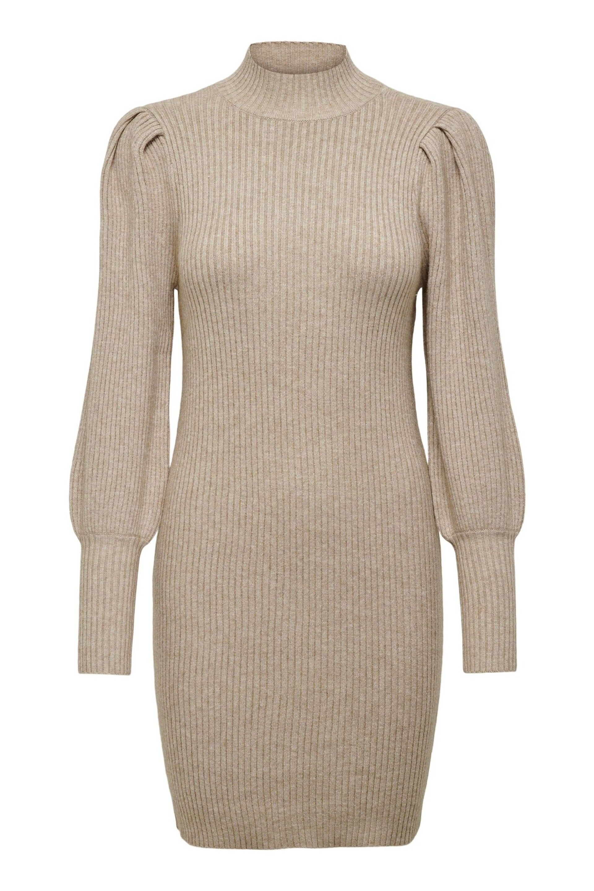 ONLY Brown Puff Sleeve Knitted Jumper Dress - Image 5 of 5