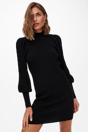 ONLY Black Puff Sleeve Knitted Jumper Dress - Image 4 of 5