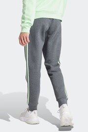 adidas Light Grey Sportswear Essentials Fleece 3-Stripes Tapered Cuff Joggers - Image 2 of 6